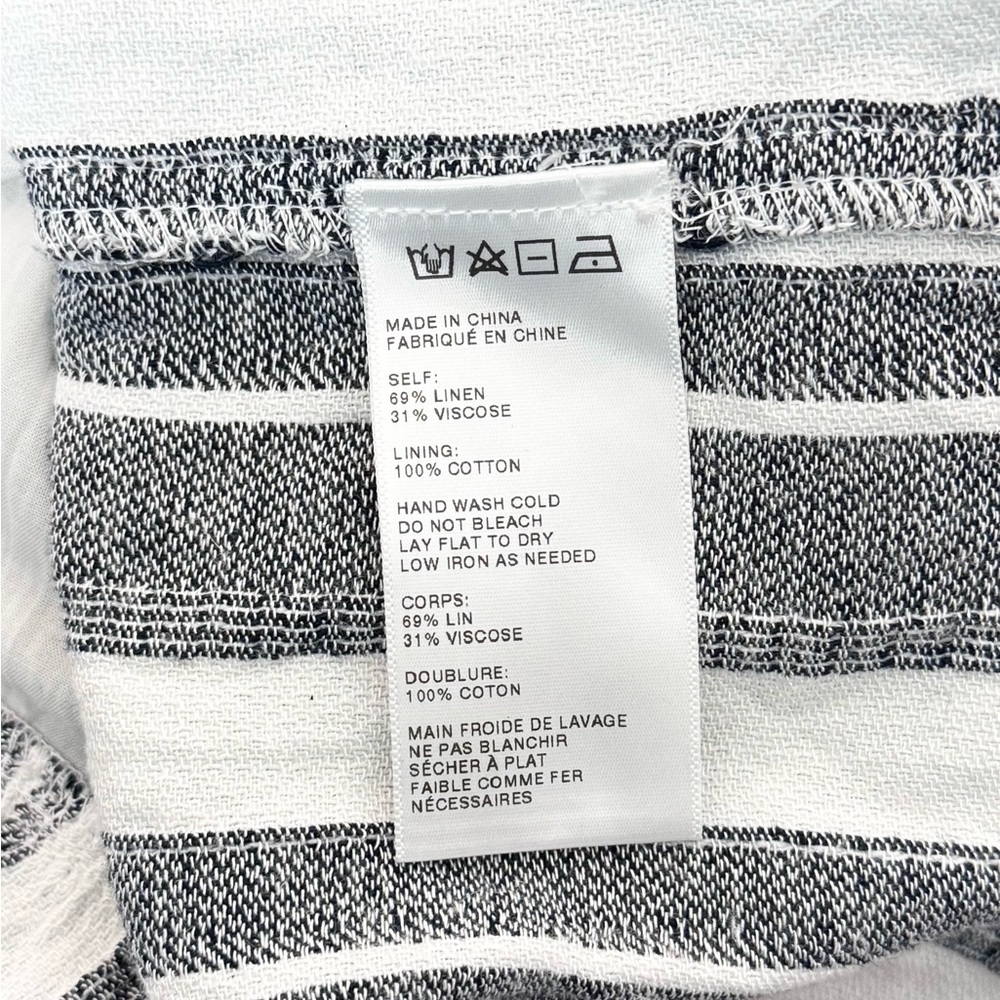 MAEVE‎ Linen Navy Stripe Embroidered Short Sleeve Empire Waist Boho Chic Top L - Picture 8 of 8